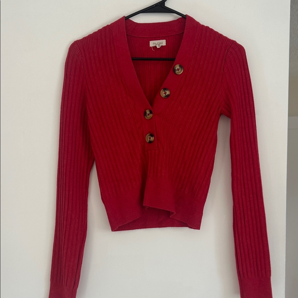 Pilcro Red V-Neck Sweater